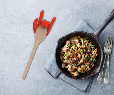 Reposa Cuchara, Soporte Para Tapas Modelo Guante (Rojo) De Silicona