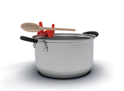 Reposa Cuchara, Soporte Para Tapas Modelo Guante (Rojo) De Silicona