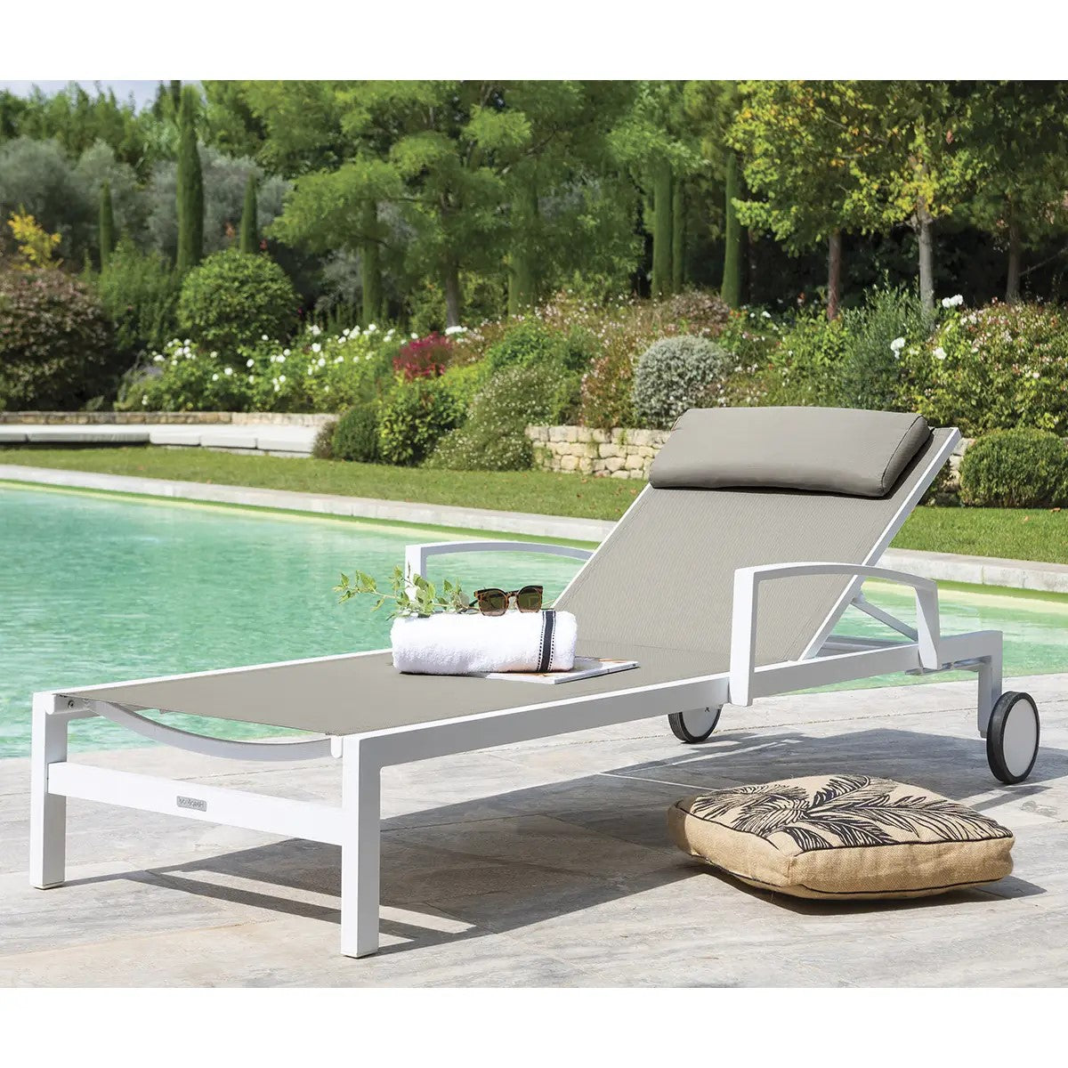 Poltrona Plegable Para Piscina (Gris/Blanco) De Metal