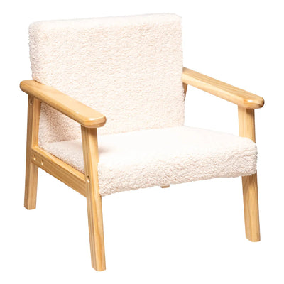 Sillón Pequeño Tapizado (Blanco) Estructura De Madera