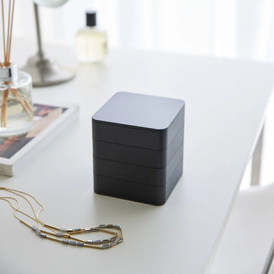 Caja Organizadora Cuadrada (Negra) 4 Compartimentos De Plástico