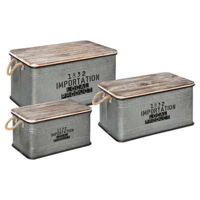 Set De 3 Latas Organizadoras (Gris) De Metal