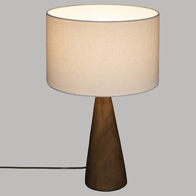 Lámpara De Mesa (Pantalla Crema) Con Base De Madera