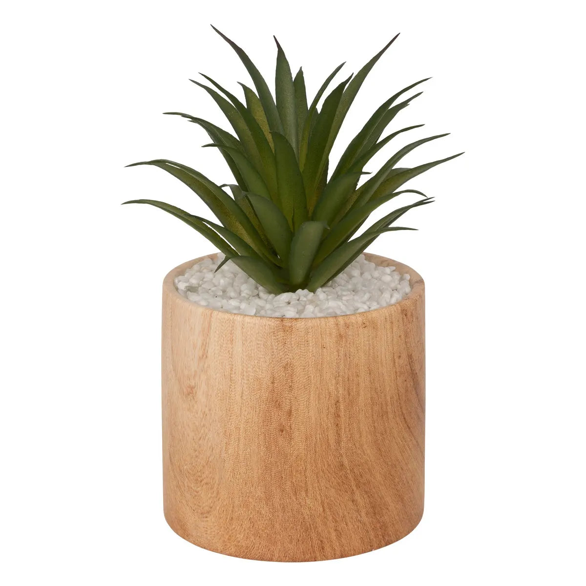 Maceta De Madera Con Planta Decorativa De Plástico