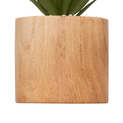 Maceta De Madera Con Planta Decorativa De Plástico