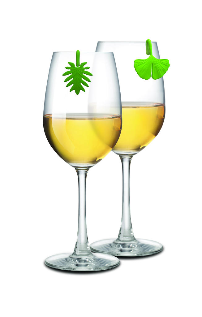 Set X 6 Marcadores Para Copas Modelo Hojas De Plástico