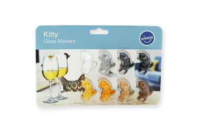 Set X 8 Marcadores Para Copas Modelo Gatos De Plástico