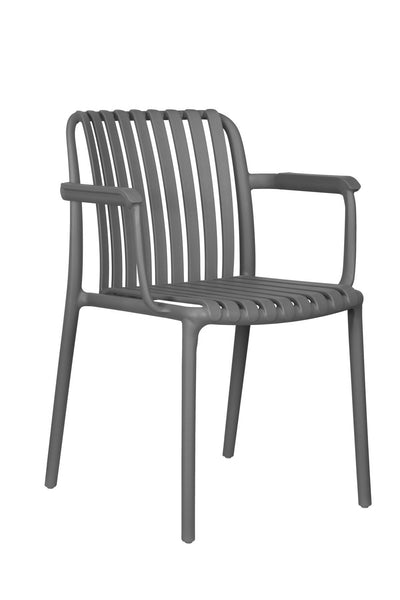 Silla De Comedor Con Brazos (Gris) Estructura De Pvc