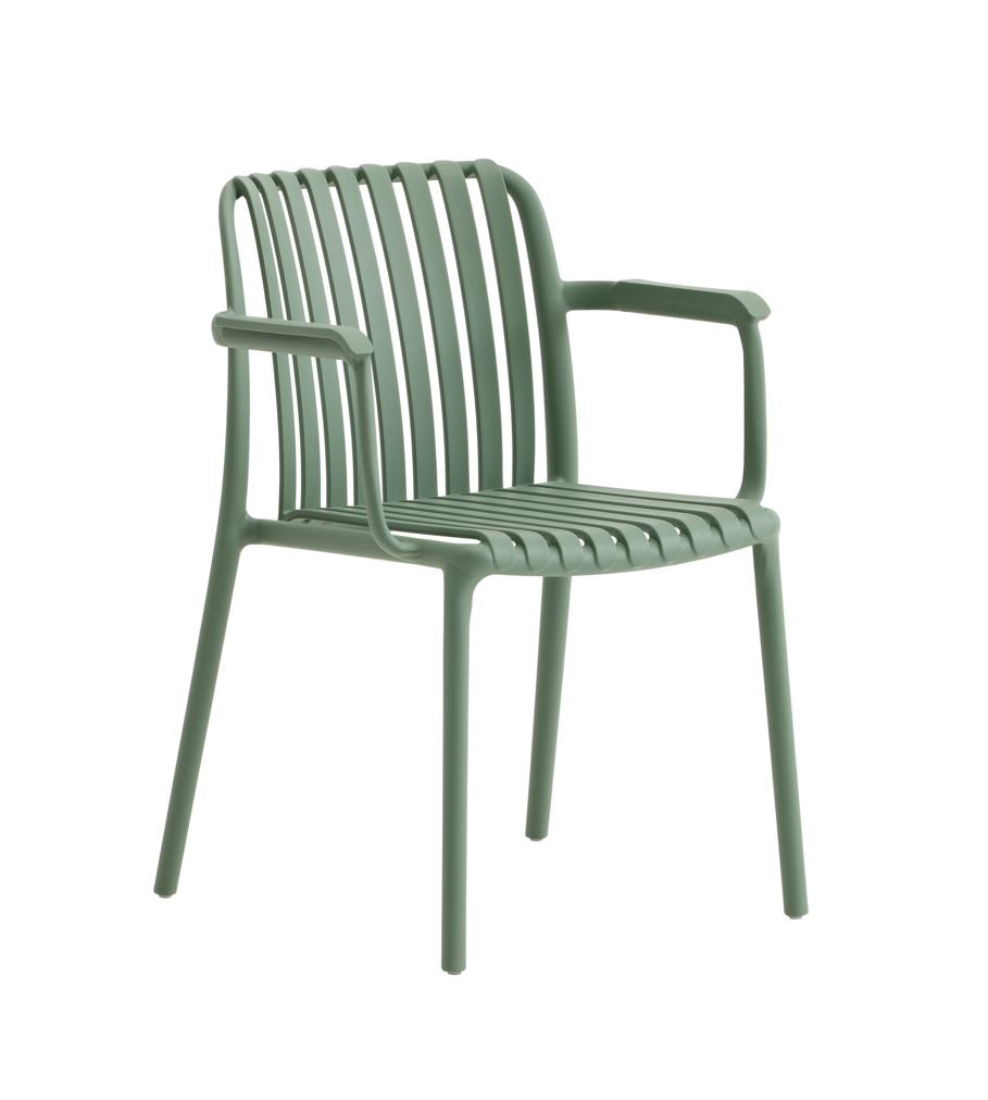 Silla De Comedor Con Brazos (Verde) Estructura De Pvc