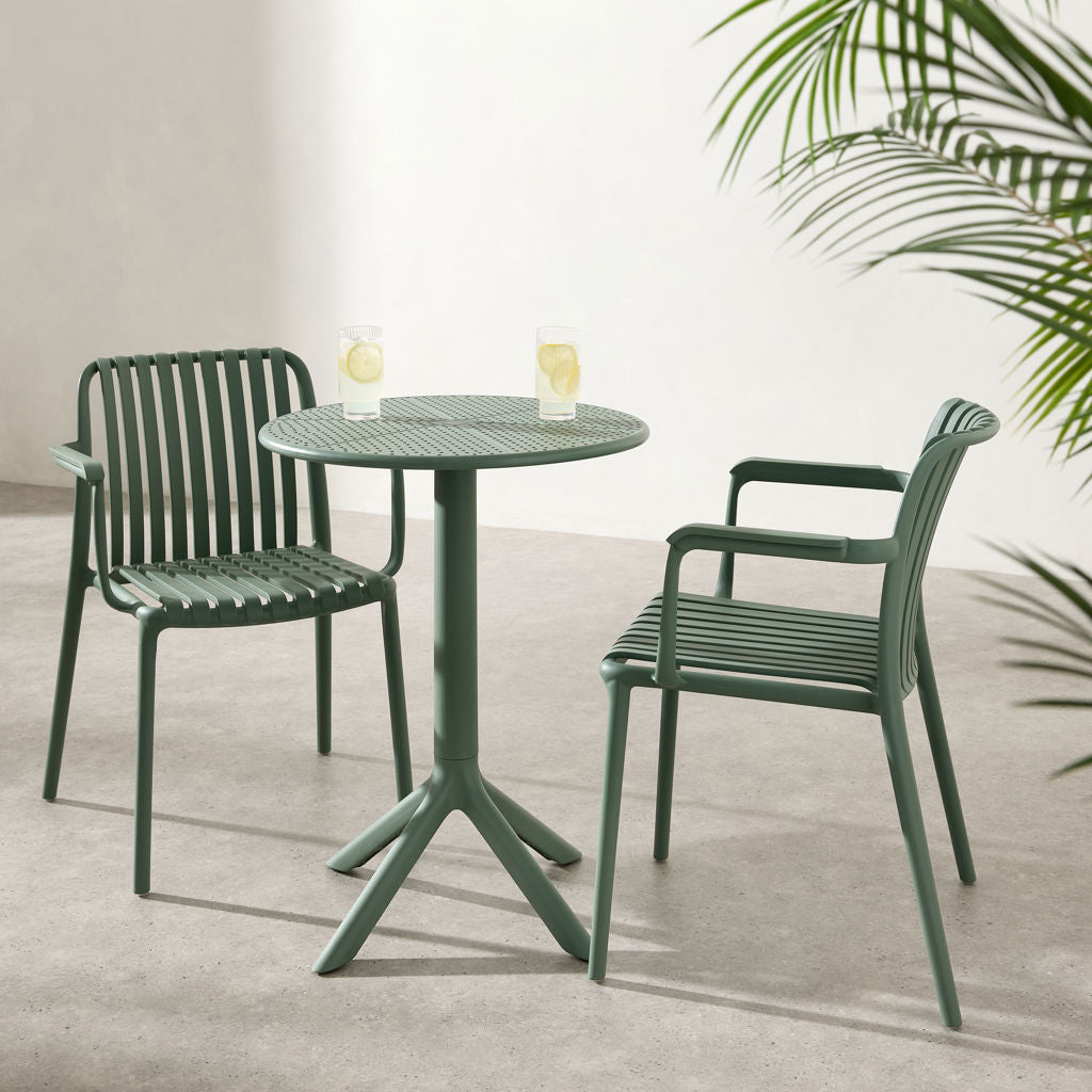 Silla De Comedor Con Brazos (Verde) Estructura De Pvc