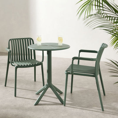 Silla De Comedor Con Brazos (Verde) Estructura De Pvc