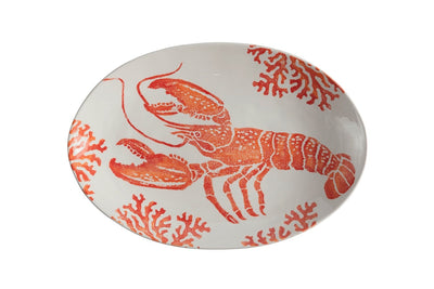Plato Ovalado (Langosta Naranja) De Cerámica