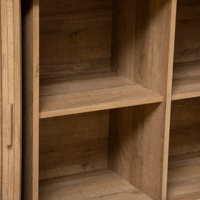 Aparador Color Natural Patas De Metal 2 Puertas Estructura De Madera