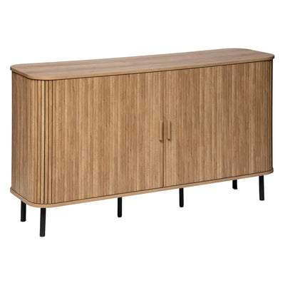 Aparador Color Natural Patas De Metal 2 Puertas Estructura De Madera