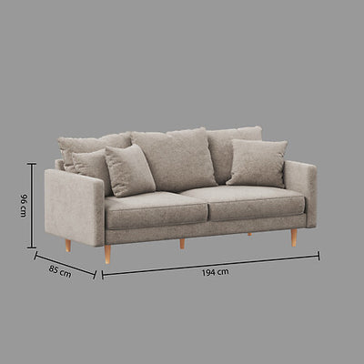Sofá 3 Cps Tapiz Terciopleo Beige Patas De Madera