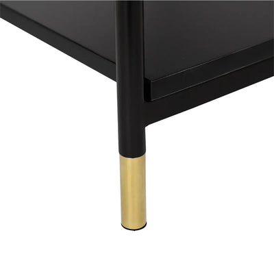 Mesa De Noche (Negro) Patas De Metal Estructura De Madera