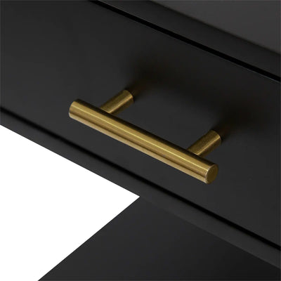 Mesa De Noche (Negro) Patas De Metal Estructura De Madera