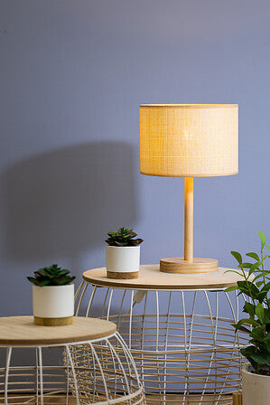 Lámpara De Mesa Base (Beige) De Madera