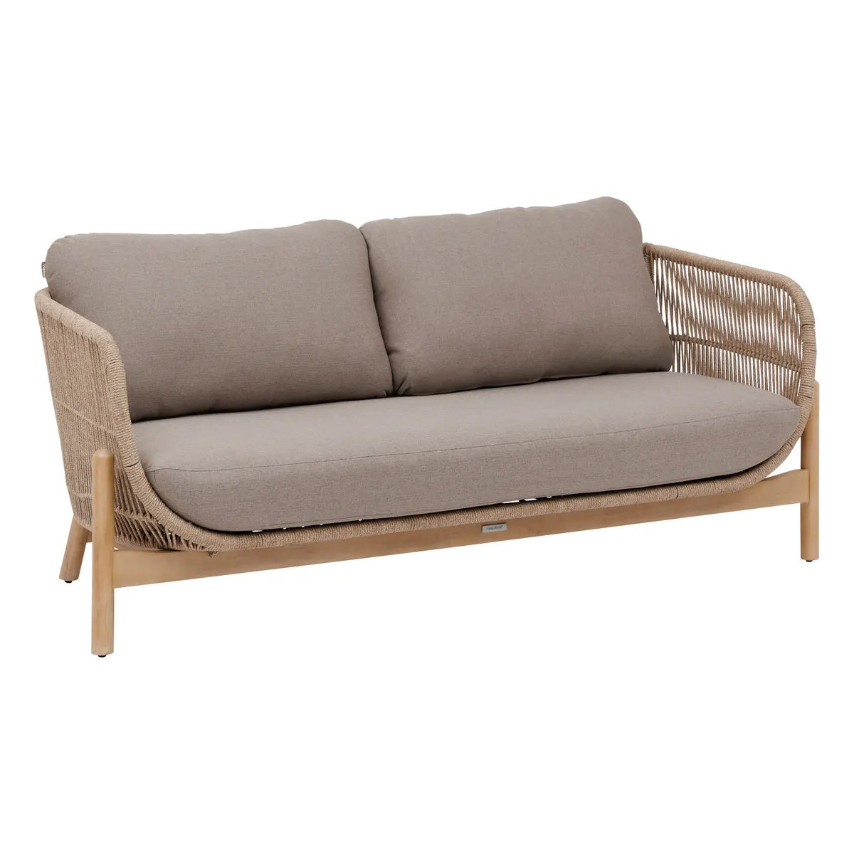 Sofa 2 Cps Tapizado (Gris) Con Estructura (Acacia) De Madera