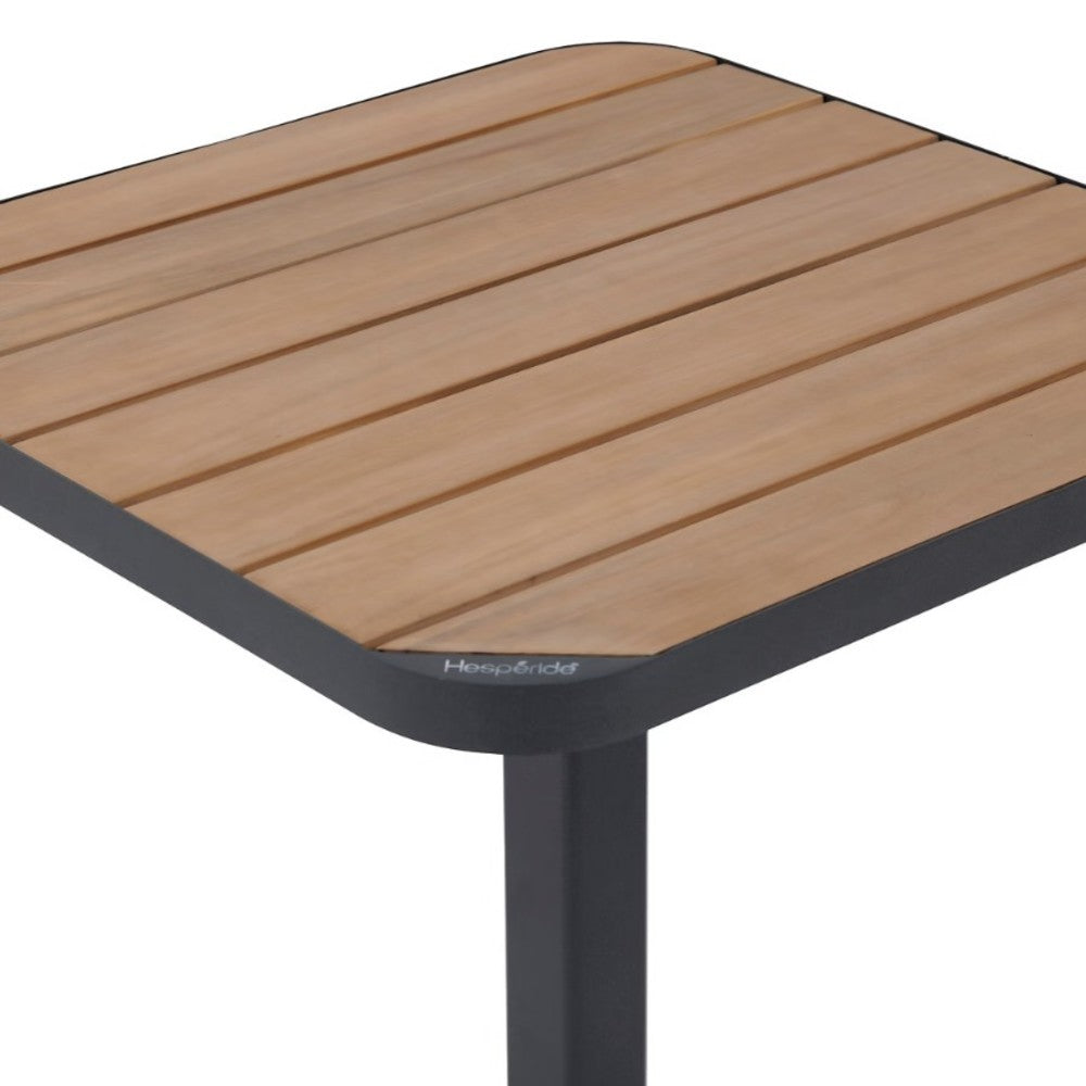 Mesa Para Exterior Top Madera Acacia Estructura Color (Grafito) De Aluminio