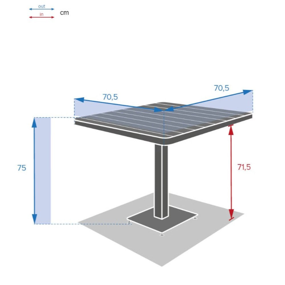 Mesa Para Exterior Top Madera Acacia Estructura Color (Grafito) De Aluminio