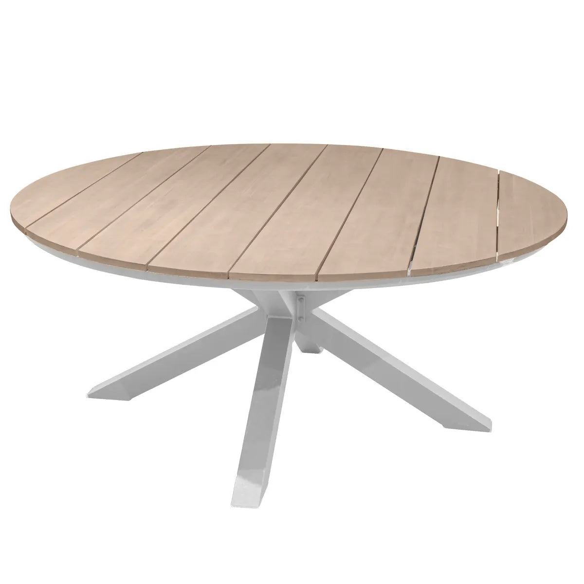 Mesa De Terraza (Madera Acacia) Redonda Con Estructura De Aluminio