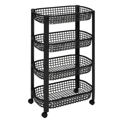 Carrito Organizador Cuatro Niveles (Negro) Para Cocina De Plástico