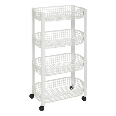 Carrito Organizador Cuatro Niveles (Blanco) Para Cocina De Plástico