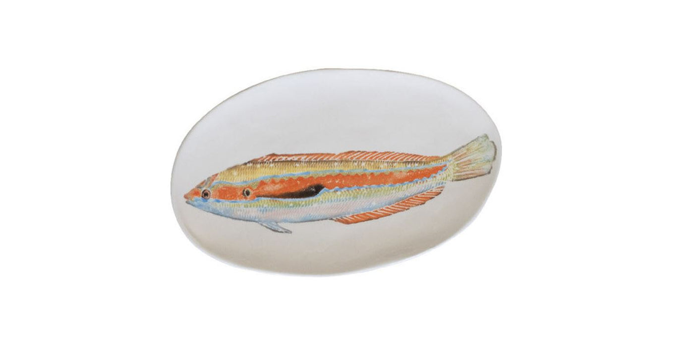 Plato Ovalado (Pez Tropical Naranja) De Cerámica