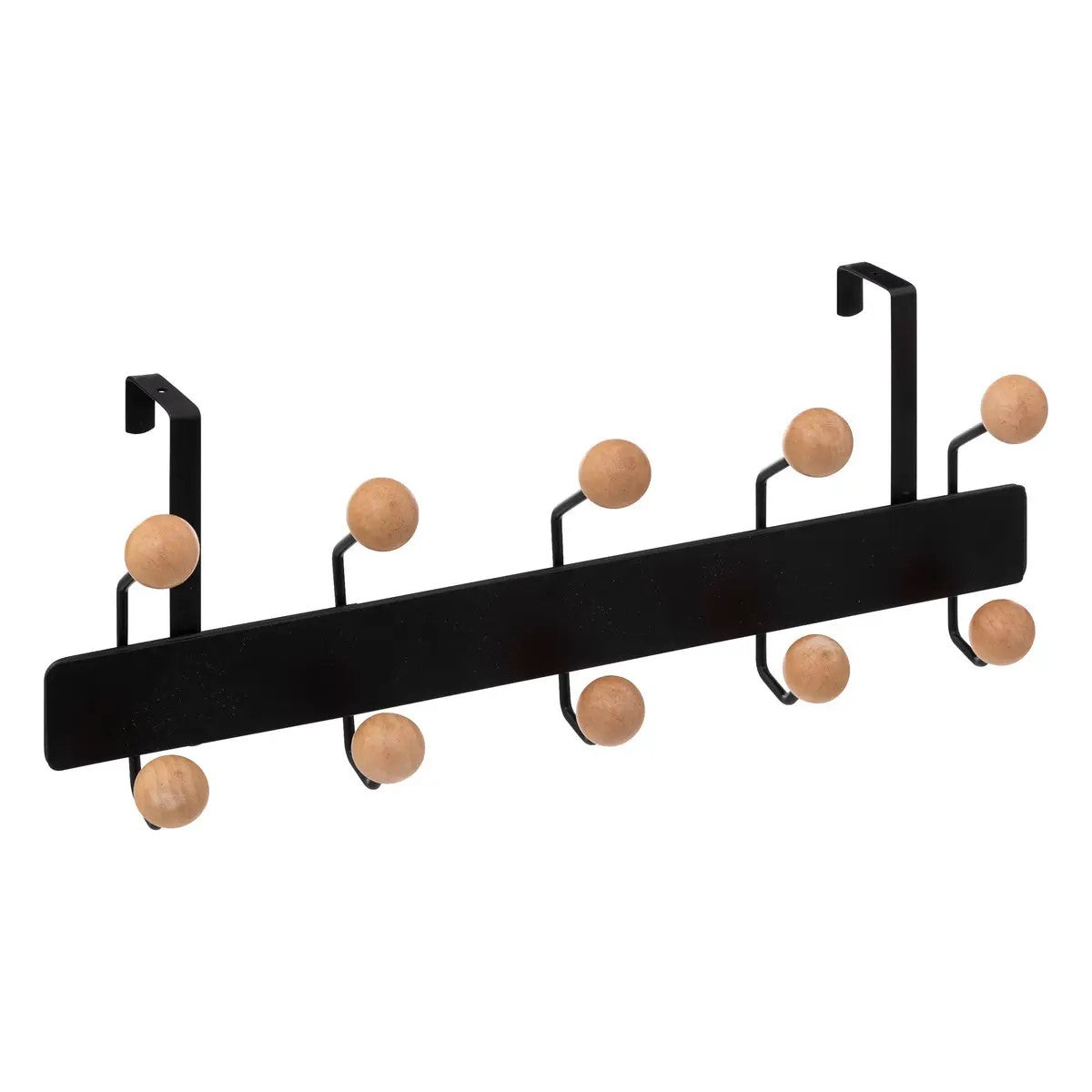 Perchero (Negro) Con 10 Ganchos Para Pared De Madera / Metal