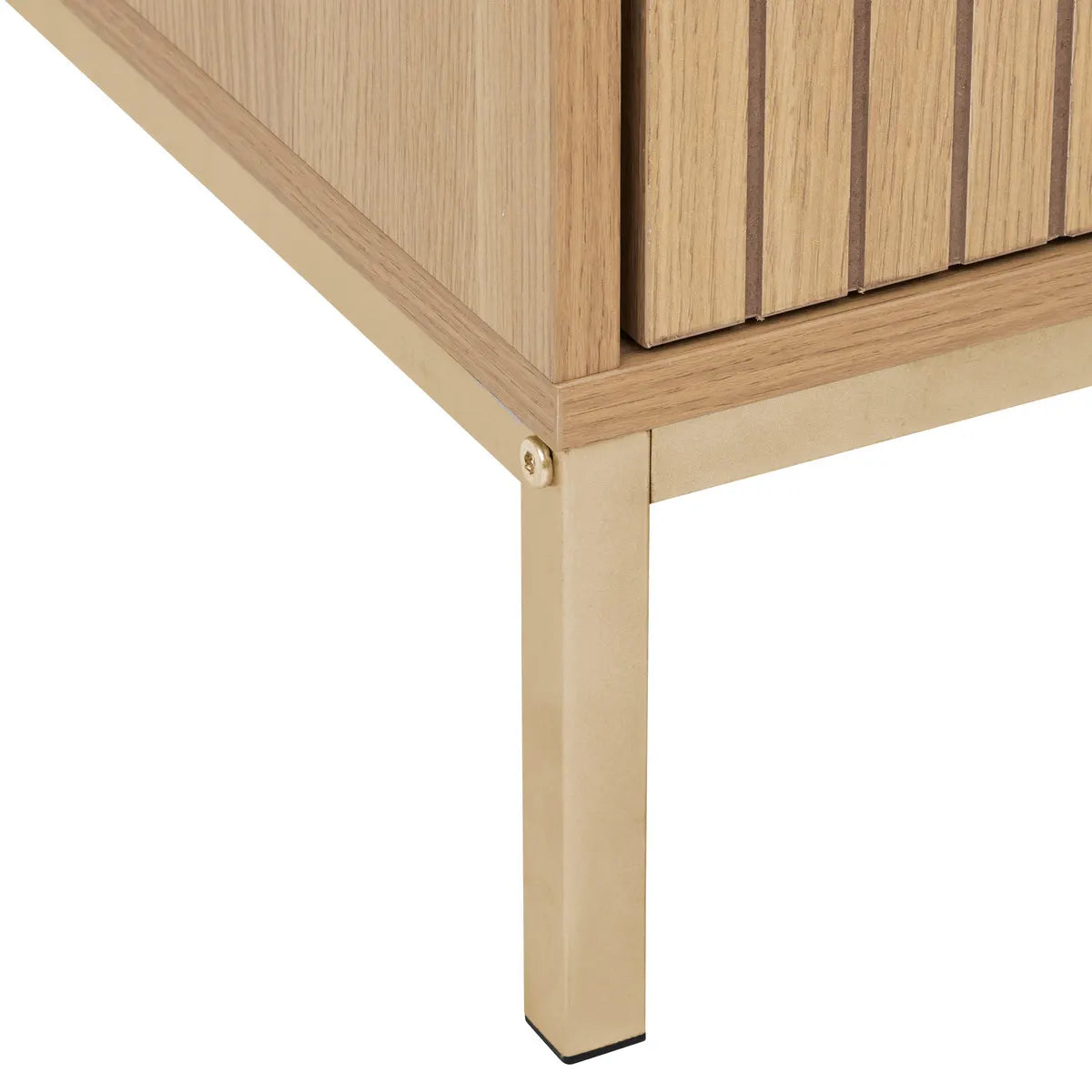 Mesa De Noche (Natural) Con 2 Cajones Estructura De Madera