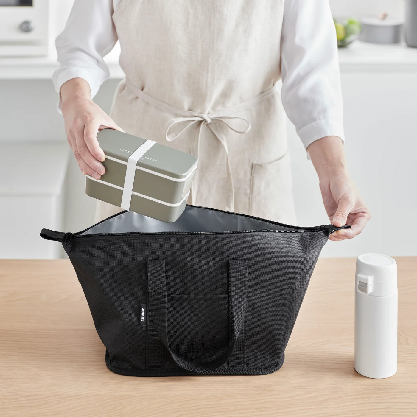 Bolso Con Asas (Negro) De Poliéster