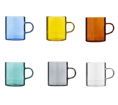 Set De 6 Tazas Pequeñas  Multicolor 100 Mlts De Vidrio