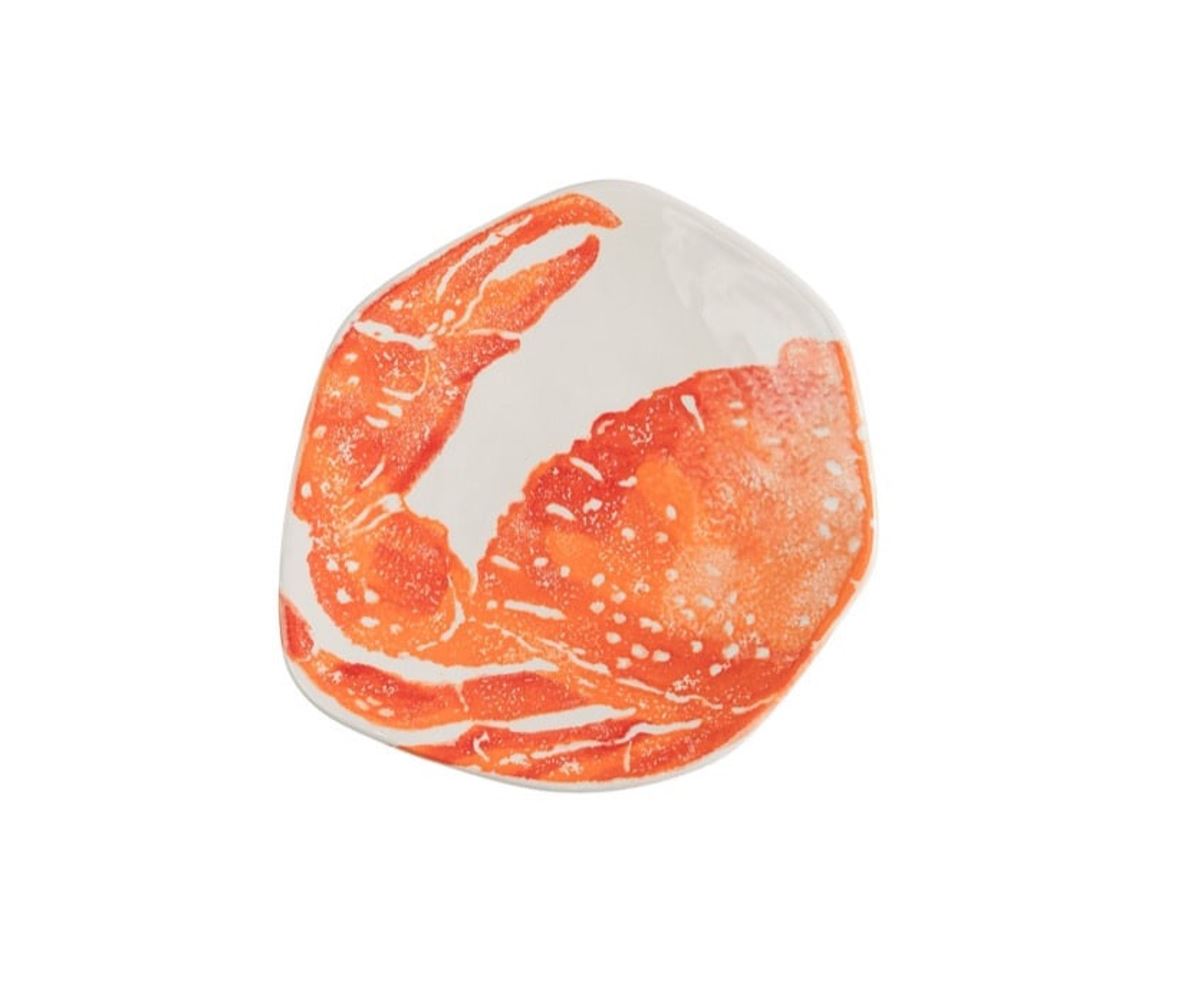 Plato Redondo (Cangrejo Naranja) De Cerámica