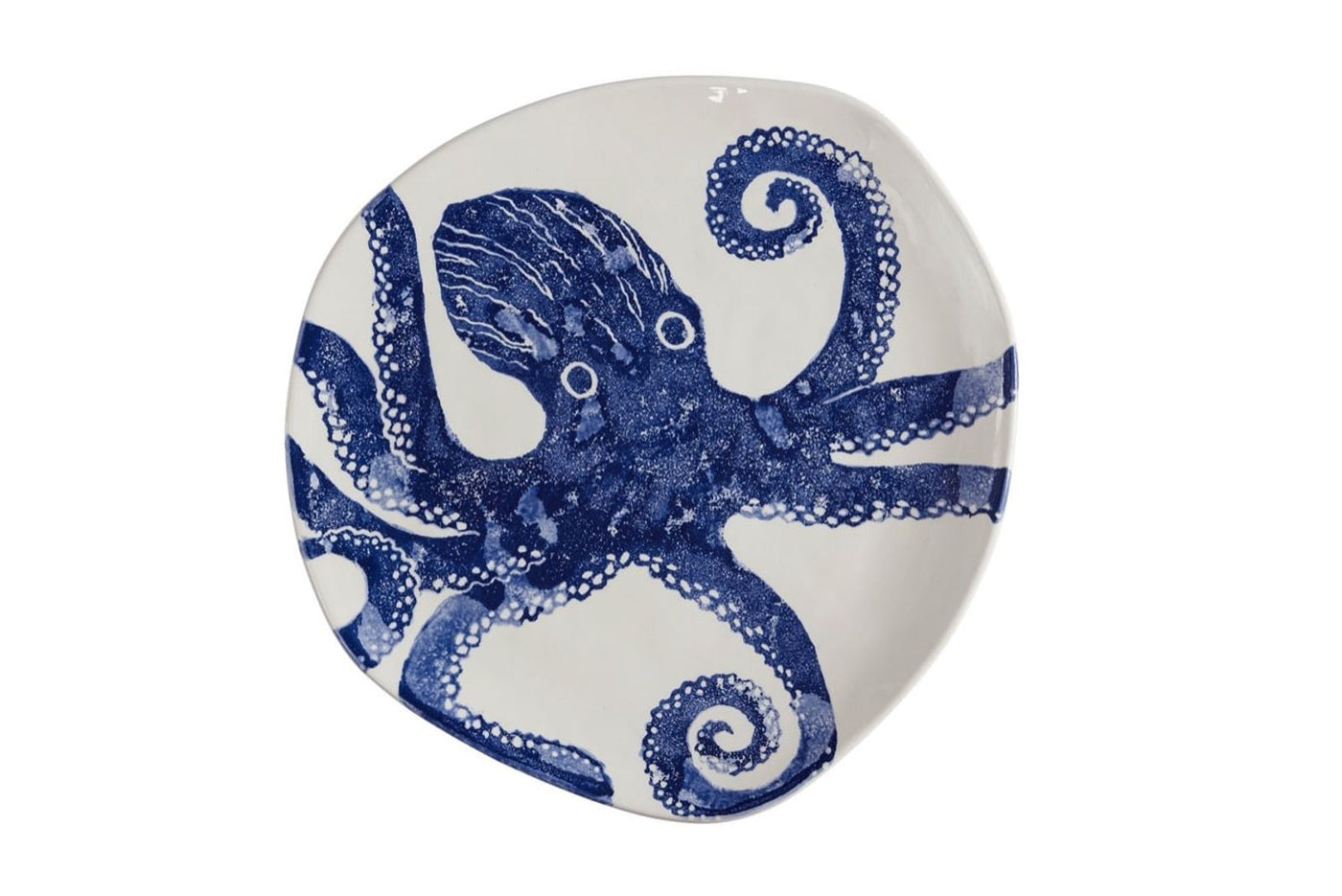 Plato Redondo (Pulpo Azul) De Cerámica