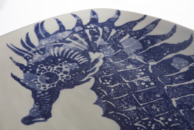 Bandeja Ovalada (Caballito De Mar Azul) De Cerámica