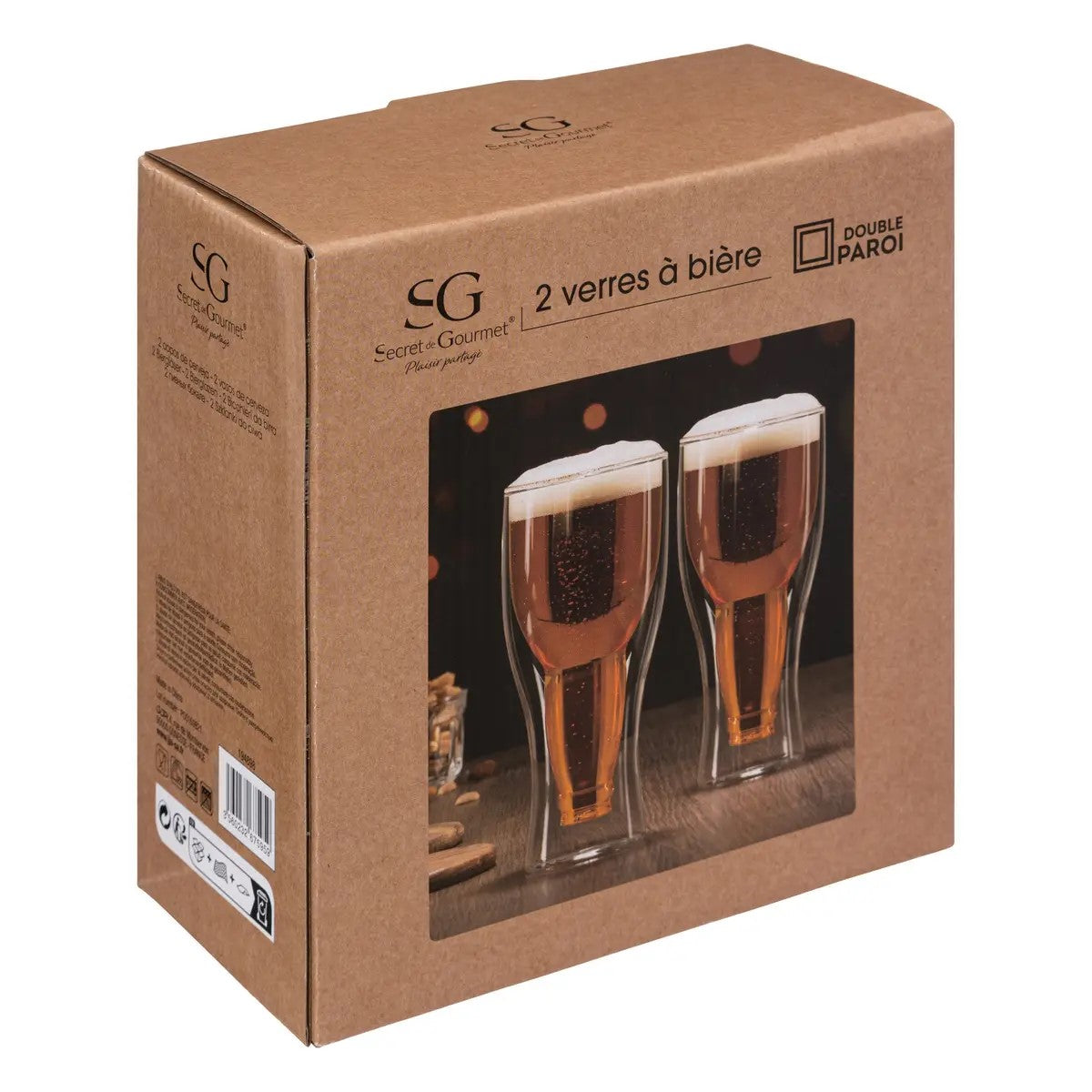 Set X 2 Vasos De Cerveza Transparente 350 Ml De Vidrio