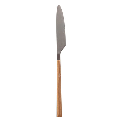 Set De 24 Cubiertos (Cucharas, Tenedor, Cuchillo) Con Mango Natural De Acero