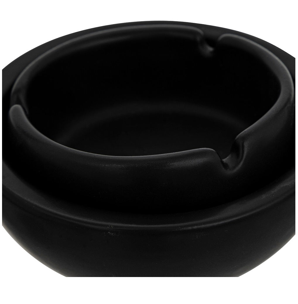 Cenicero Redondo Decorativo (Negro) De Cerámica