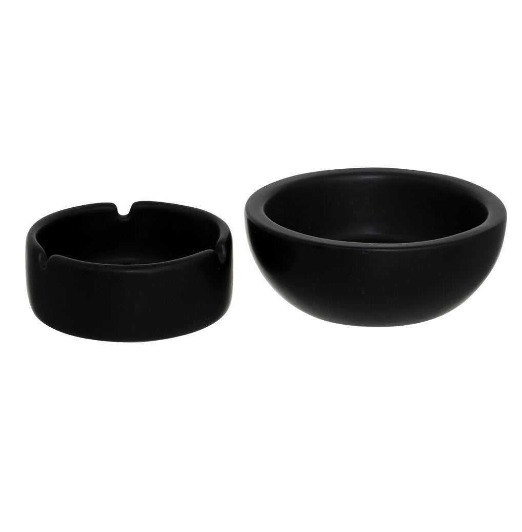 Cenicero Redondo Decorativo (Negro) De Cerámica