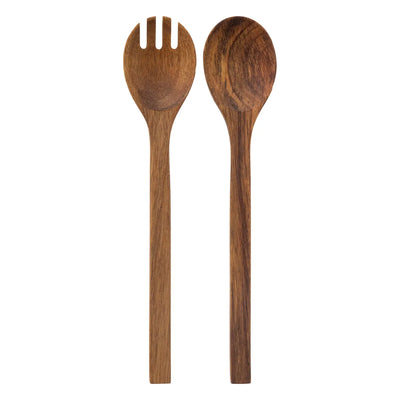 Set De 2 Cubiertos Para Servir Ensalada (Marrón) De Madera