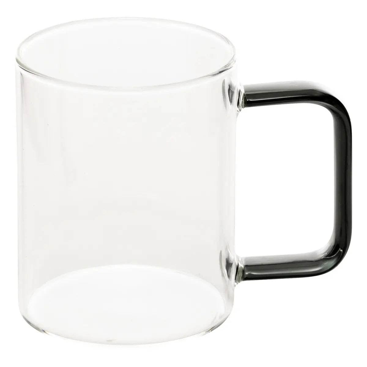 Taza (Transparente) Con Asa Gris 200 Ml De Vidrio