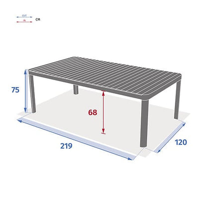 Mesa De Terraza Top (Acacia) Rectangular Estructura De Aluminio