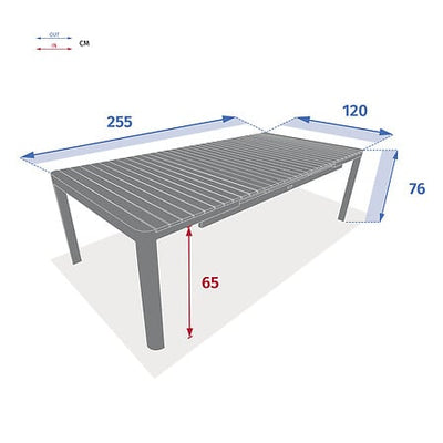 Mesa Extensible De Terraza Top (Acacia) Rectangular Estructura De Aluminio