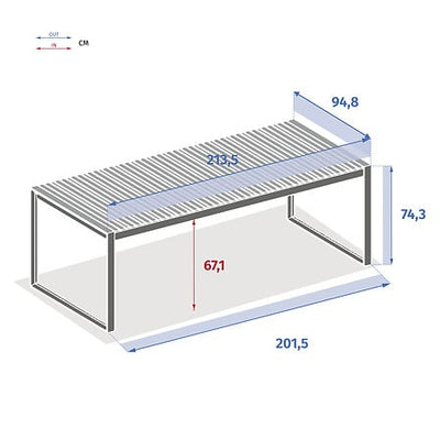 Mesa De Terraza Rectangular Top De Madera (Eucalipto) Estructura De Aluminio