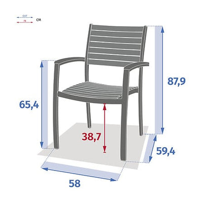 Silla Espaldar Y Base De Madera Con Estructura Aluminio y De Metal