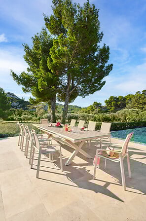 Mesa De Comedor Extensible Color (Beige) Estructura De Aluminio