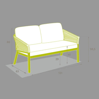Sofá 2 Cps Tapiz (Topo/Blanco) Estructura De Aluminio