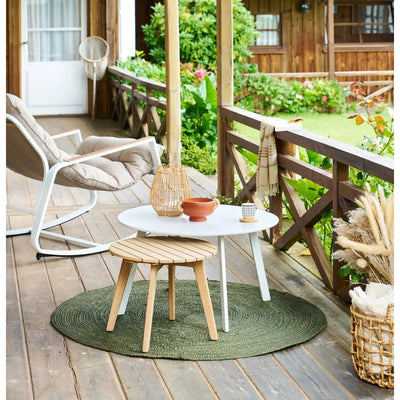 Mesa Auxiliar Color (Natural) Tablero Redondol Estructura De Madera