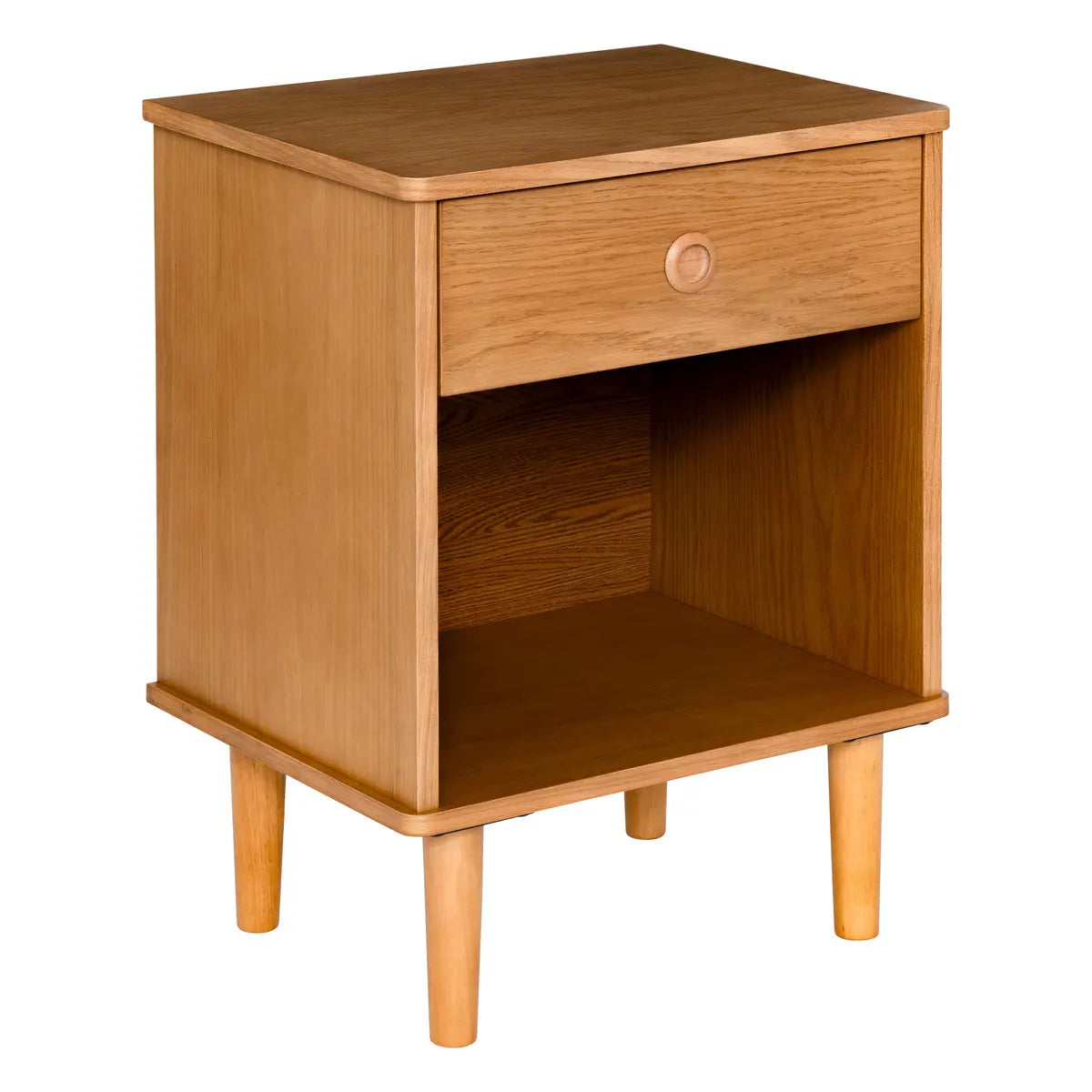 Velador Mesa De Noche (Marrón) Con 1 Cajón De Madera
